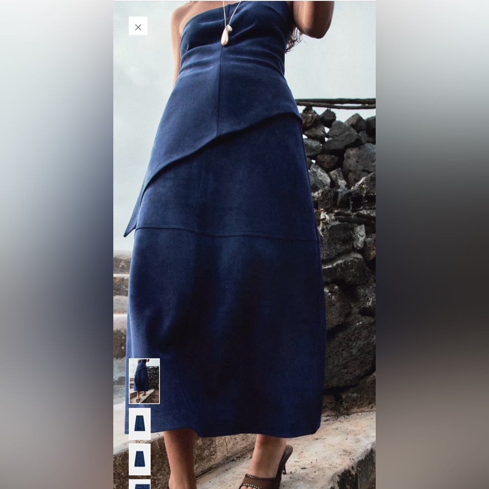 Zara Faux Suede Cape Skirt  NWT